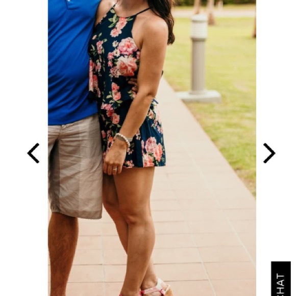 In the garden navy blue floral romper -Small - New - Picture 5 of 5